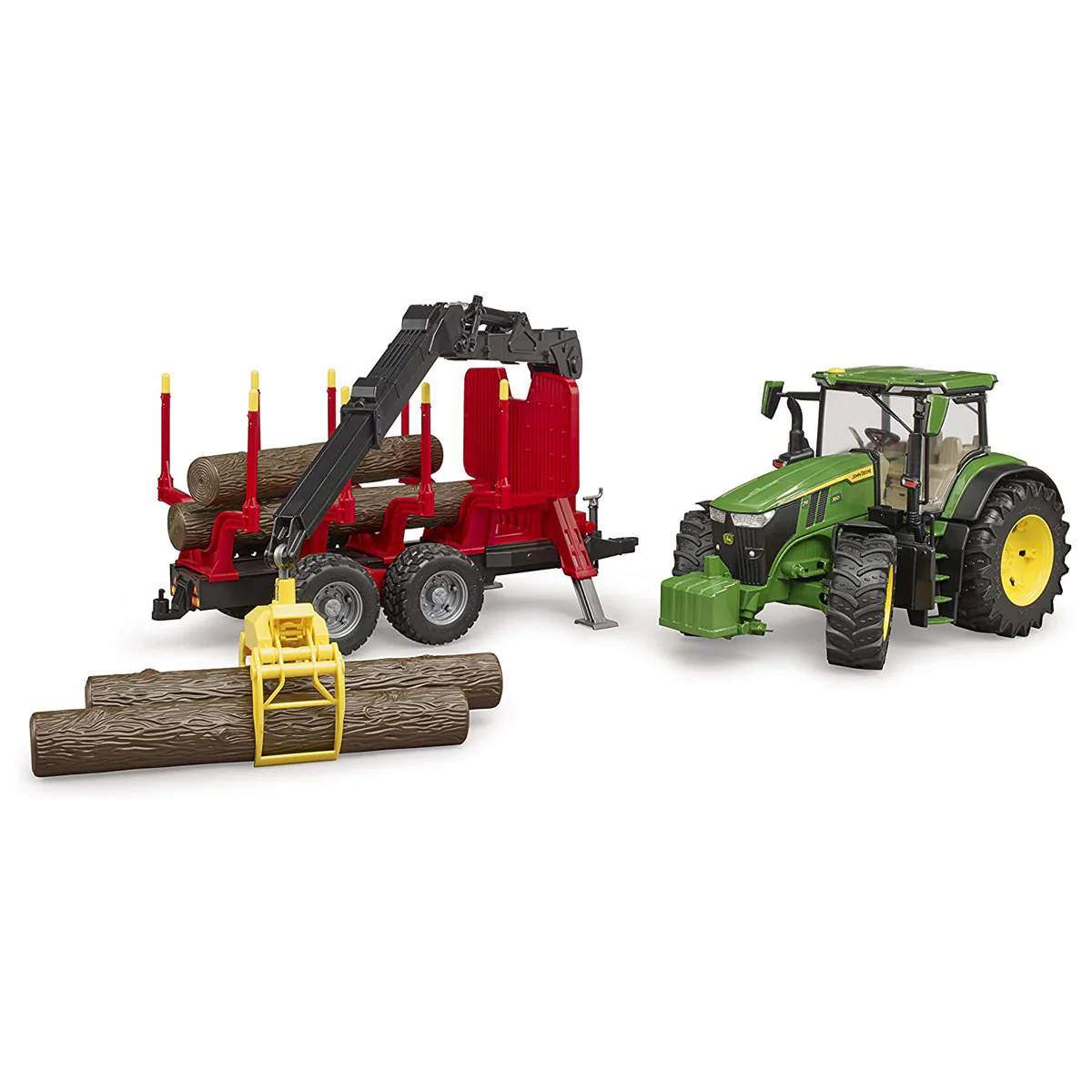 1/16 John Deere 7R 350 Tractor with Forestry Trailer by Bruder - Image 3