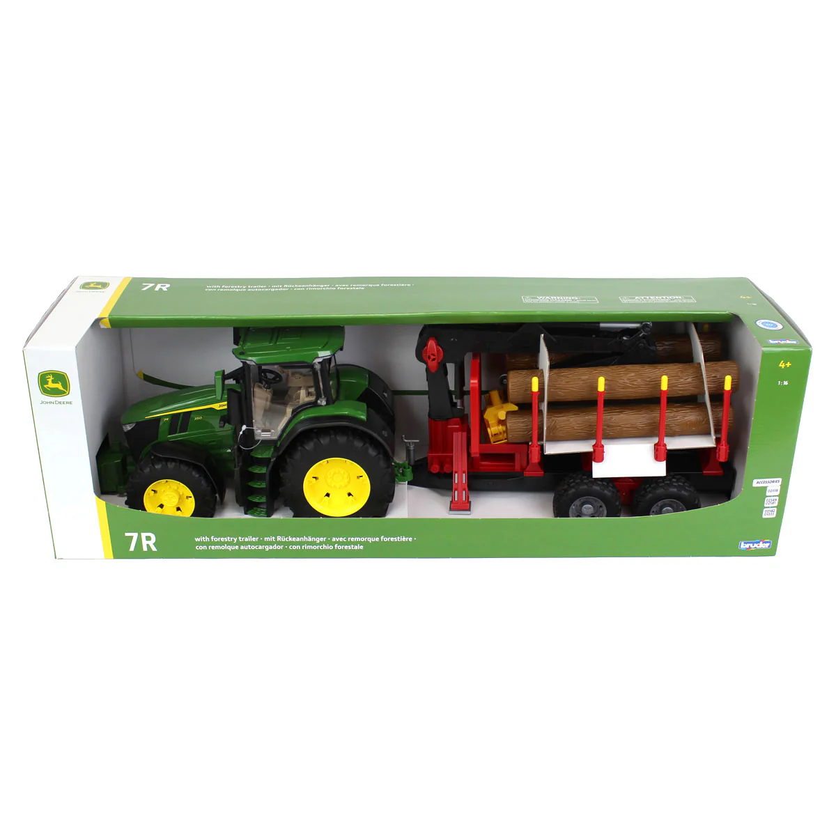1/16 John Deere 7R 350 Tractor with Forestry Trailer by Bruder - Image 5