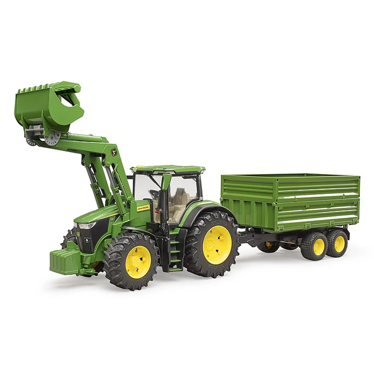 1/16 John Deere 7R 350 Tractor with Front Loader and Trailer by Bruder - Image 3