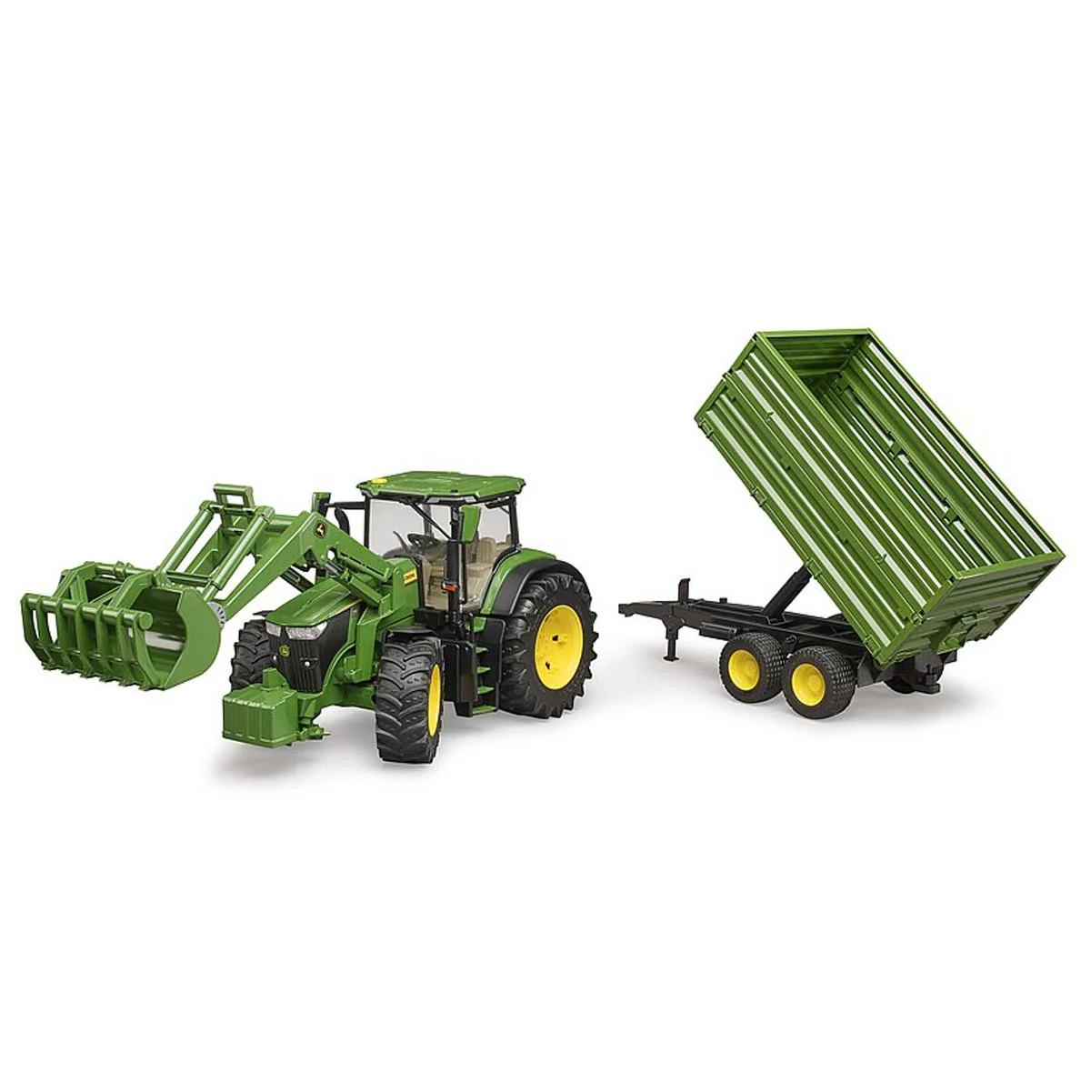 1/16 John Deere 7R 350 Tractor with Front Loader and Trailer by Bruder - Image 4