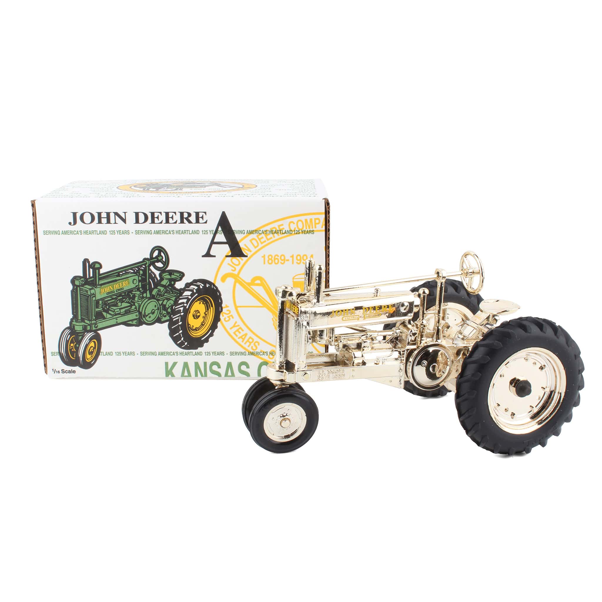 1/16 John Deere A Tractor by ERTL, Gold Kansas City 125th Anniversary Edition by ERTL