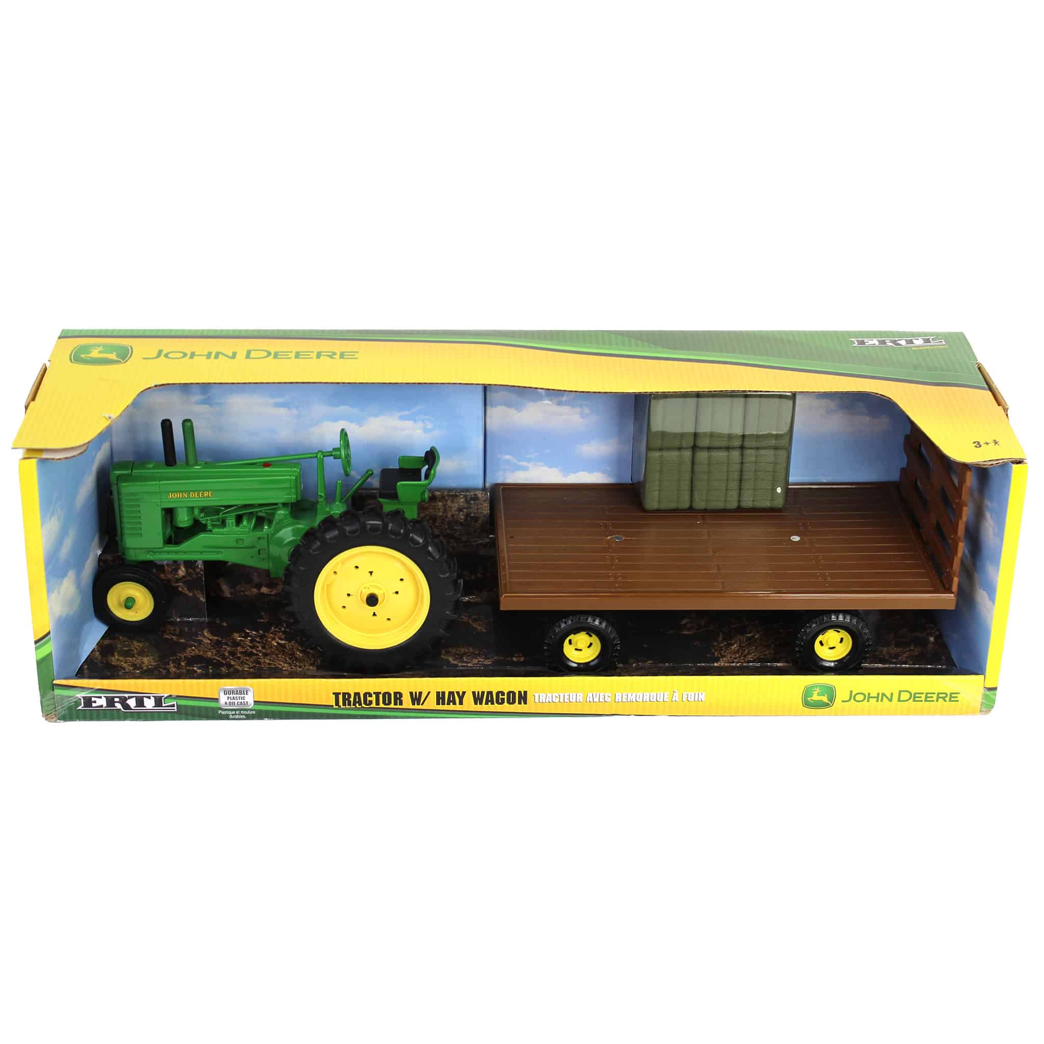 1/16 John Deere A Styled Tractor with Vintage Hay Wagon & 6 Bales by ERTL