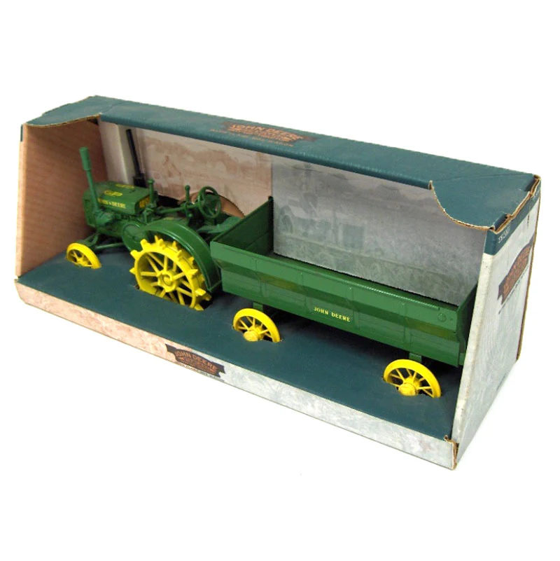 1/16 John Deere GP Tractor with Flare Box Wagon on Steel Wheels, Made in the USA by ERTL