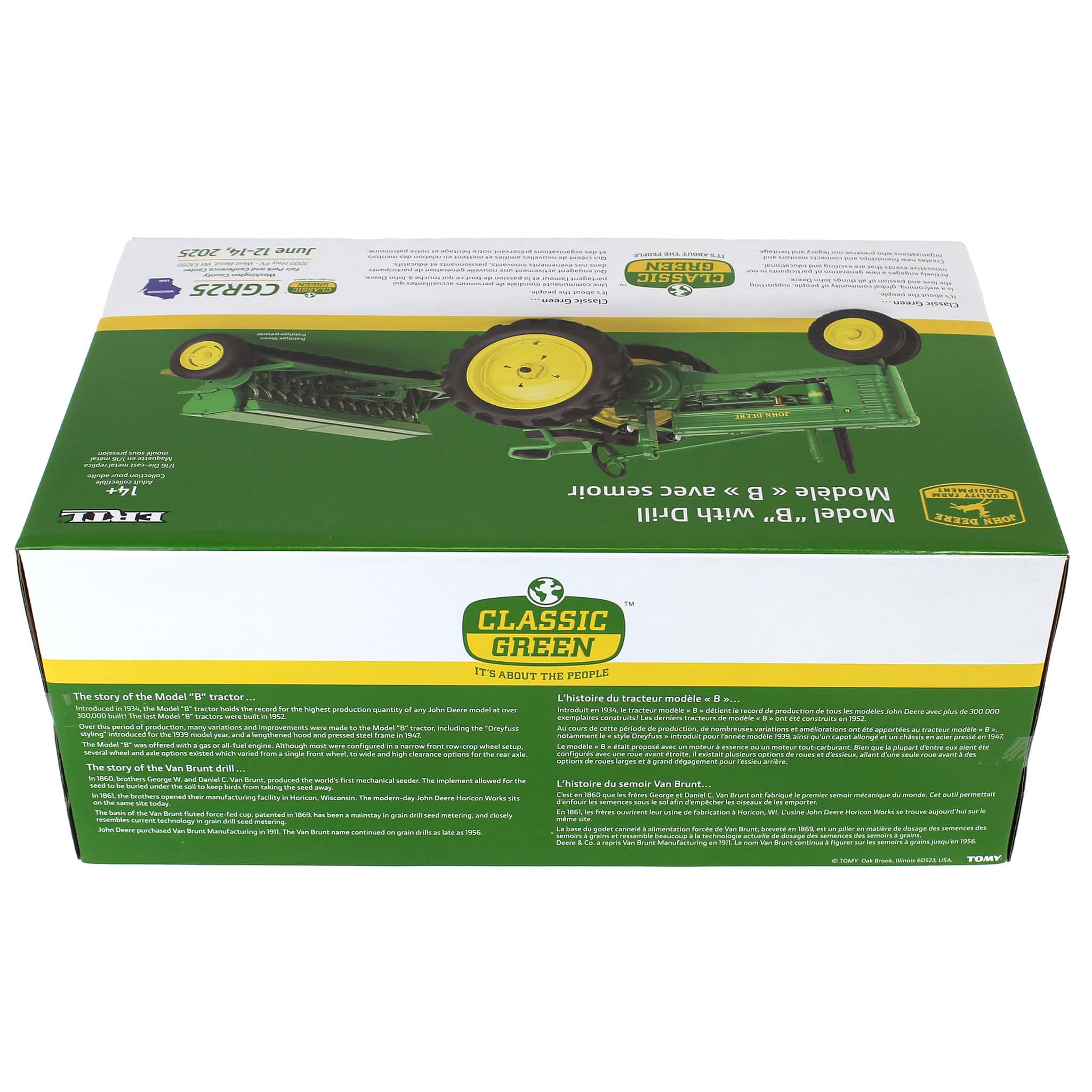 1/16 John Deere Model B Tractor with Grain Drill, 2025 Classic Green Reunion, ERTL Prestige Collection - Image 8
