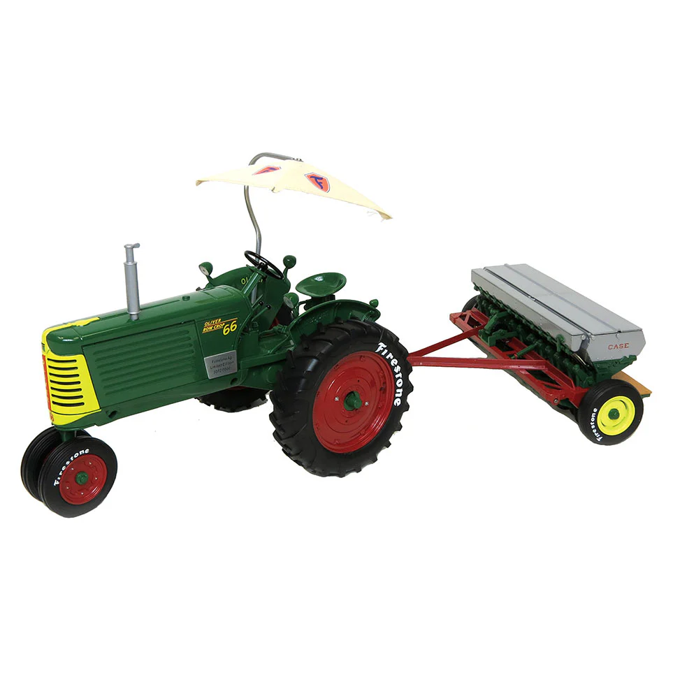 1/16 Oliver Row Crop 66 Tractor with Case DF Grain Drill by SpecCast, Firestone Series