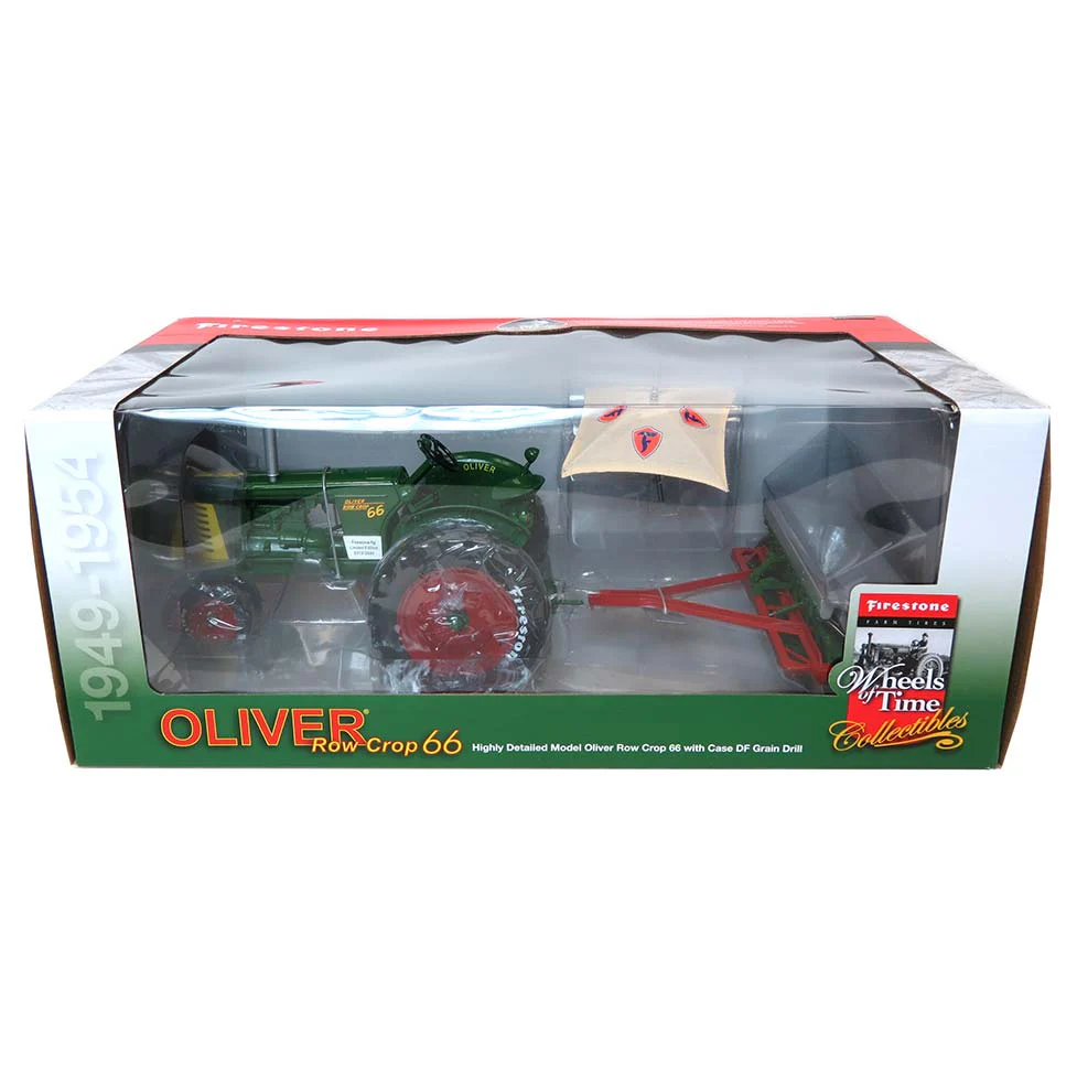 1/16 Oliver Row Crop 66 Tractor with Case DF Grain Drill by SpecCast, Firestone Series - Image 2