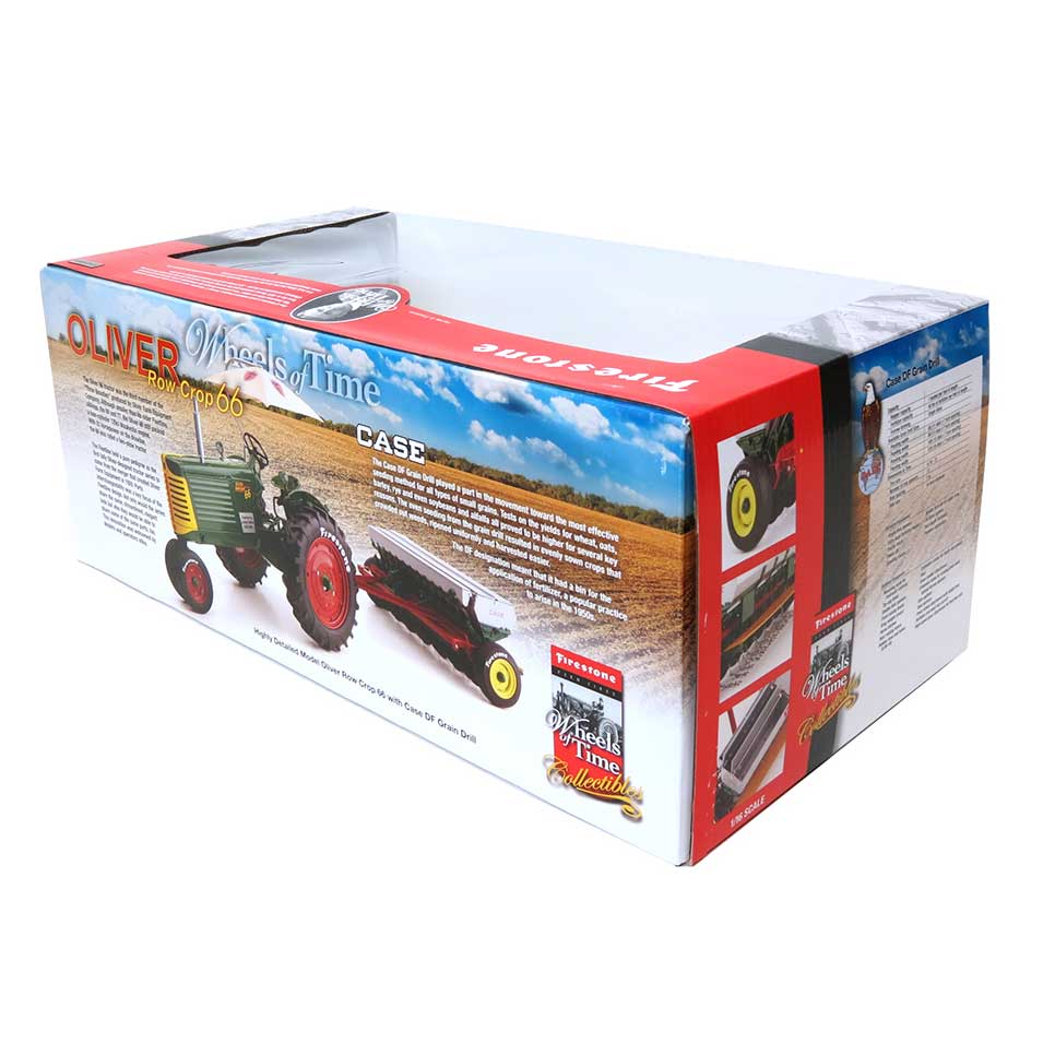 1/16 Oliver Row Crop 66 Tractor with Case DF Grain Drill by SpecCast, Firestone Series - Image 3