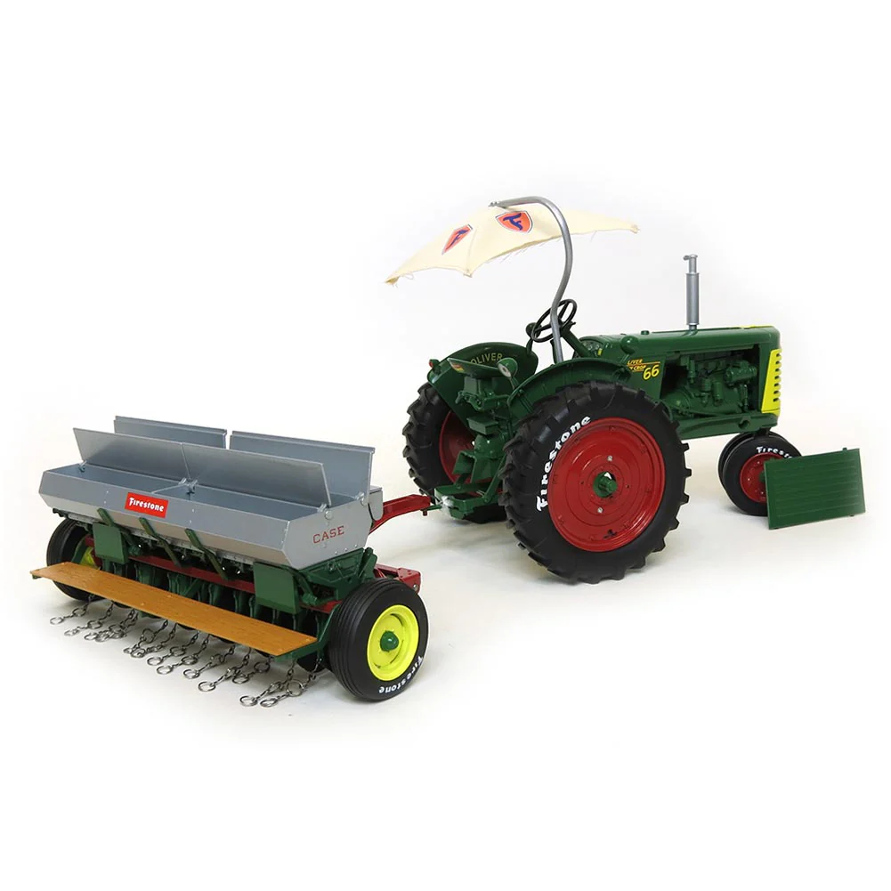 1/16 Oliver Row Crop 66 Tractor with Case DF Grain Drill by SpecCast, Firestone Series - Image 4
