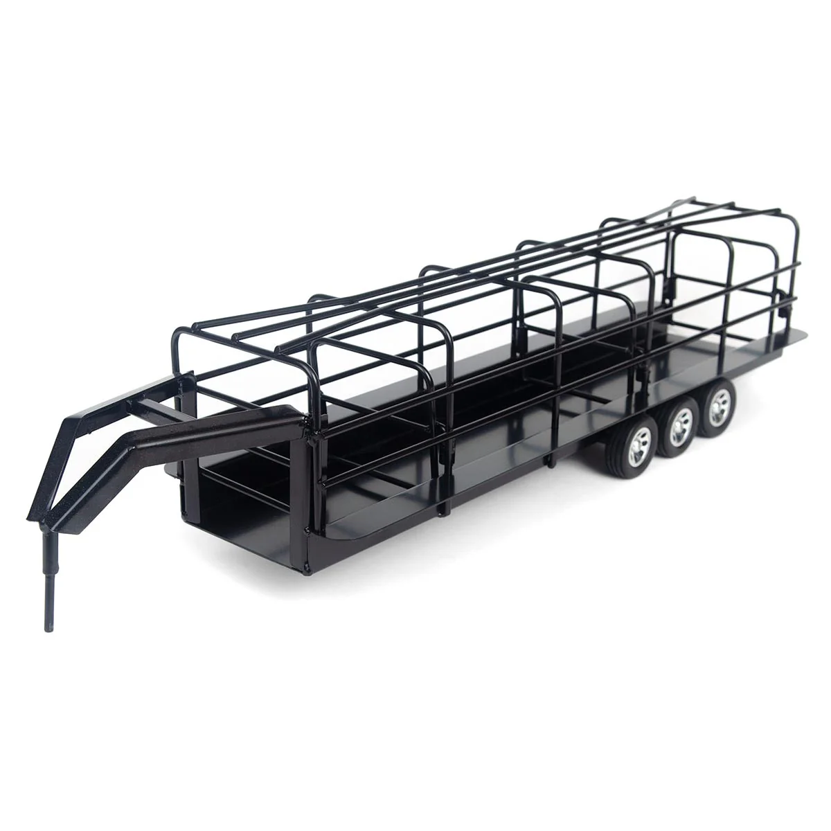 1/16 Little Buster Toys Black Gooseneck Long Trailer with Split Gates - Image 2
