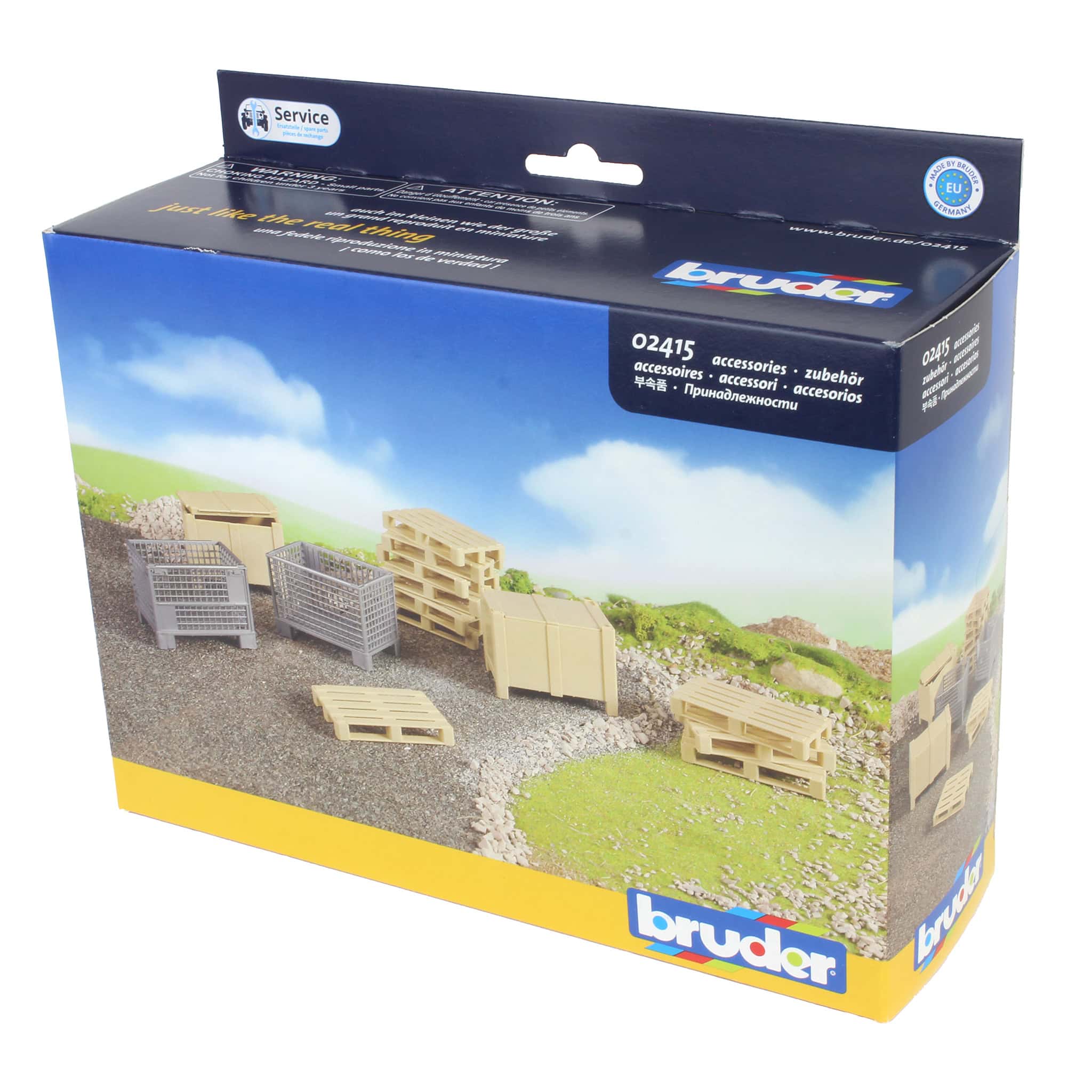 1/16 Bruder Logistics Set with 10 Pallets, 2 Mesh Crates and 2 Wooden Crates - Image 2