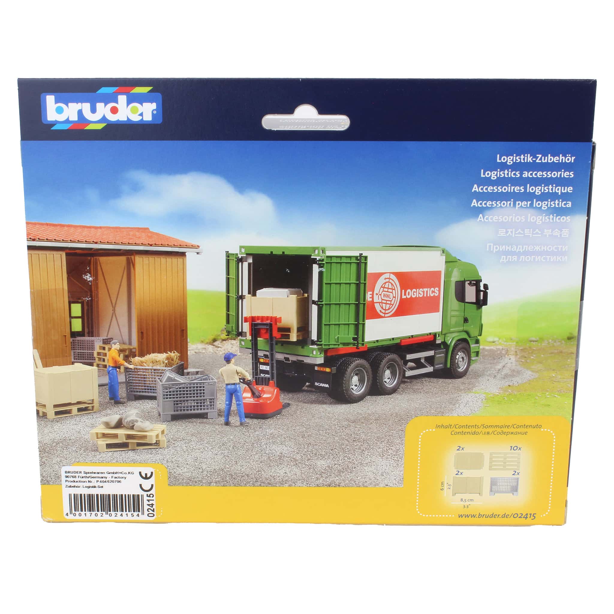 1/16 Bruder Logistics Set with 10 Pallets, 2 Mesh Crates and 2 Wooden Crates - Image 3