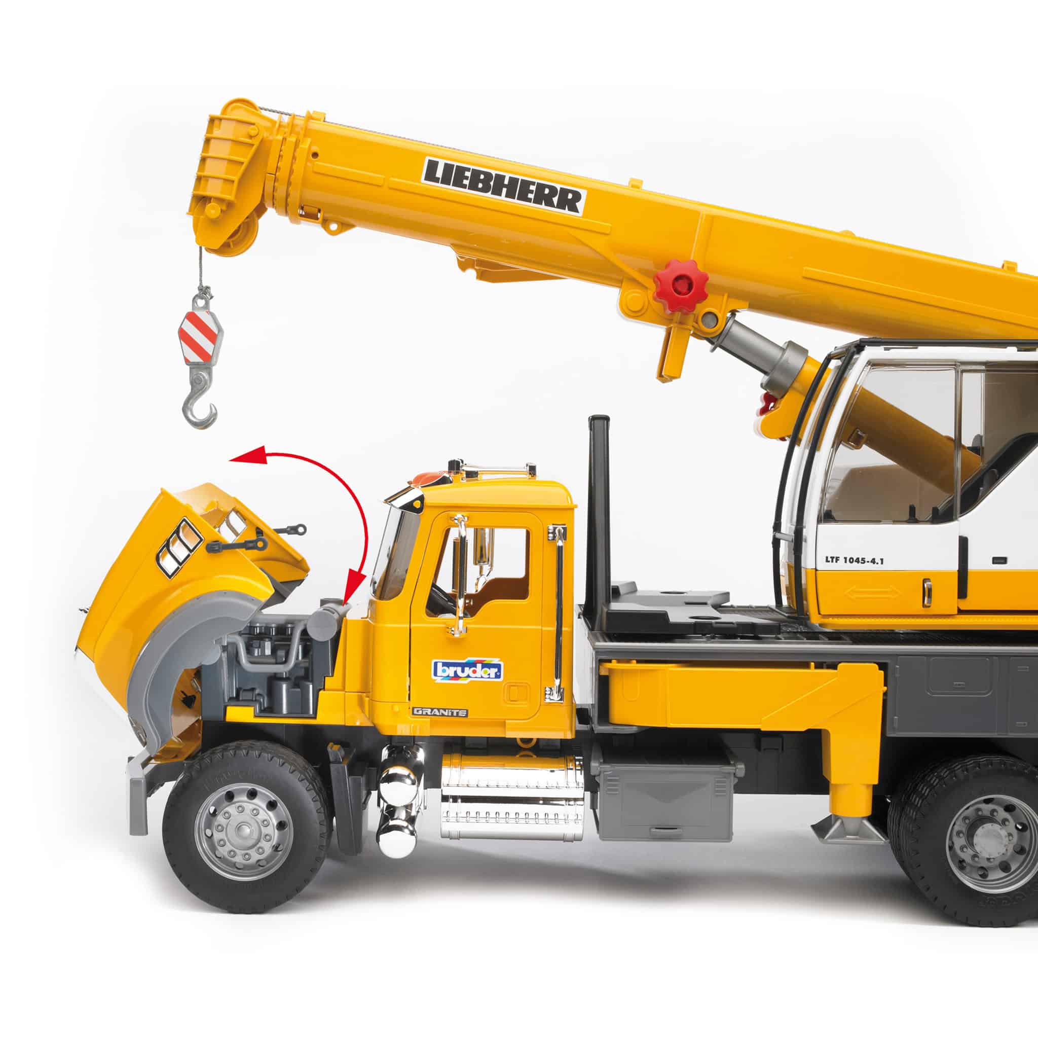 1/16 Mack Granite Liebherr Crane Truck by Bruder, 26in Long - Image 9