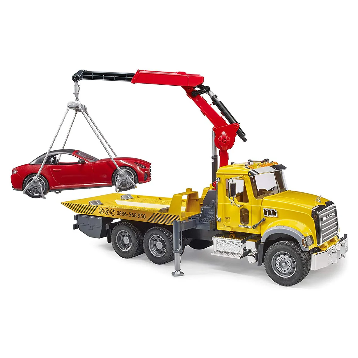 1/16 MACK Granite Tow-Truck with Bruder Roadster - Image 2