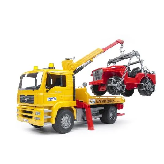 1/16 MAN Actros Tow Truck with Cross Country Vehicle by Bruder - Image 2