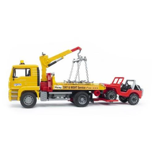 1/16 MAN Actros Tow Truck with Cross Country Vehicle by Bruder - Image 4