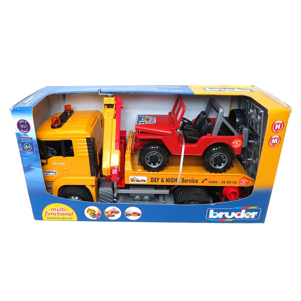 1/16 MAN Actros Tow Truck with Cross Country Vehicle by Bruder - Image 5