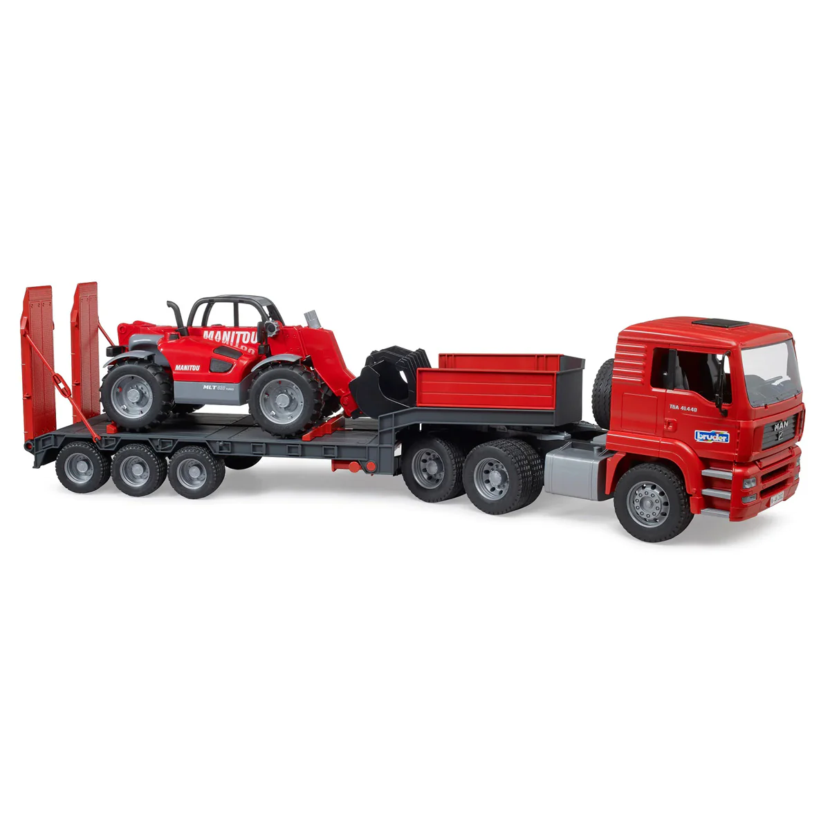 1/16 Man TGA Low Loader Truck with Manitou MLT633 Telescopic Loader by Bruder - Image 2