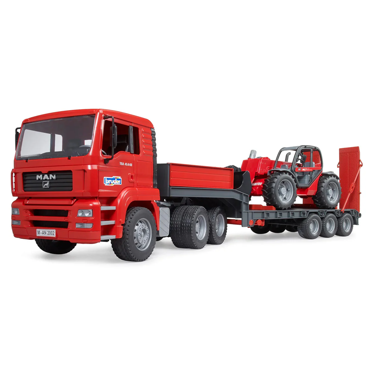 1/16 Man TGA Low Loader Truck with Manitou MLT633 Telescopic Loader by Bruder - Image 3