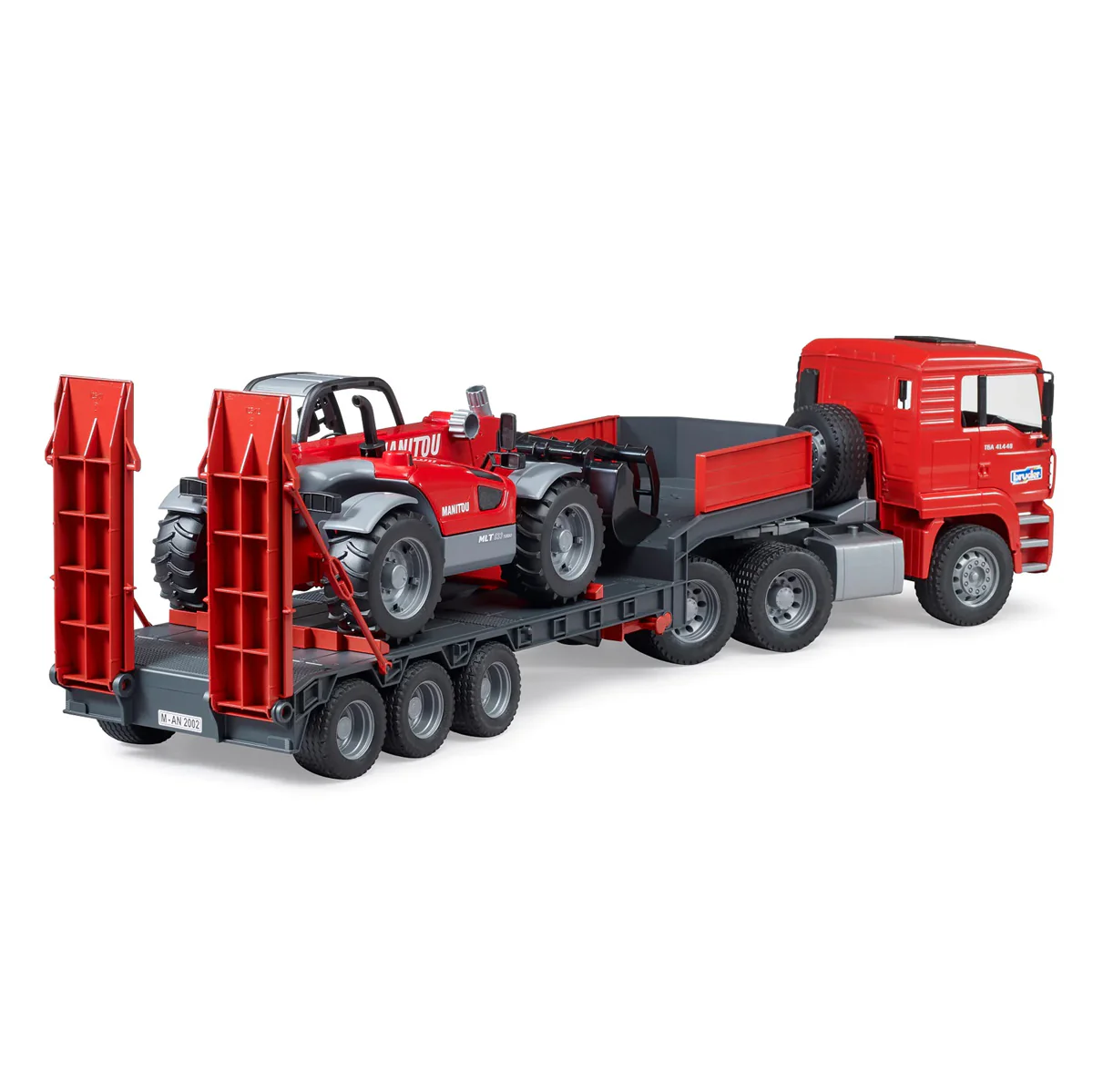 1/16 Man TGA Low Loader Truck with Manitou MLT633 Telescopic Loader by Bruder - Image 4