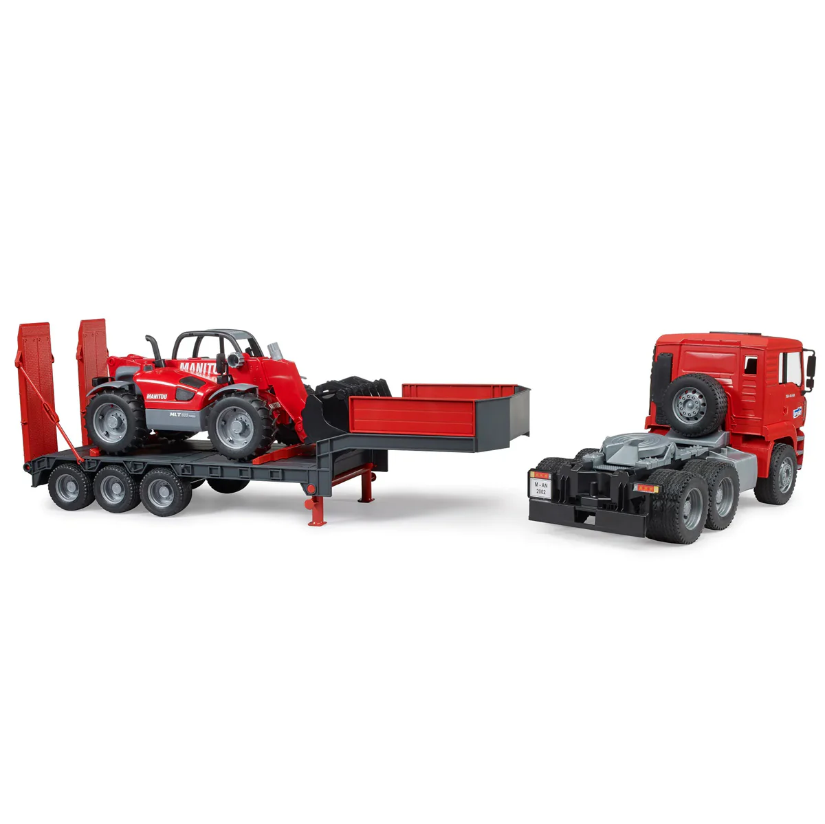 1/16 Man TGA Low Loader Truck with Manitou MLT633 Telescopic Loader by Bruder - Image 5