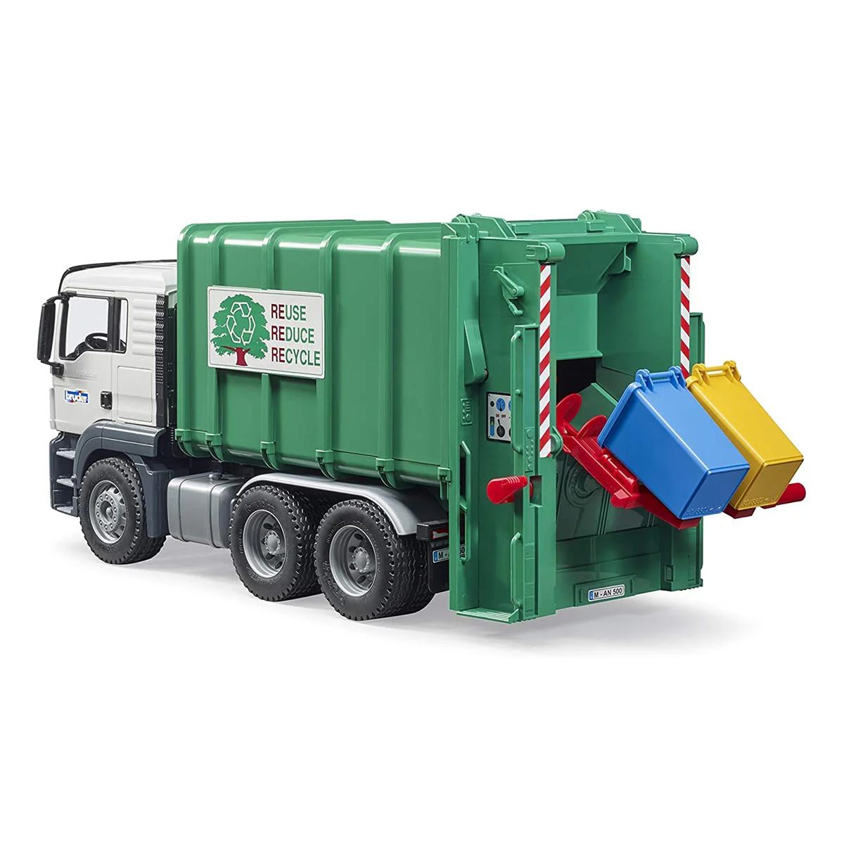 1/16 MAN TGS Rear Loading Garbage Truck, Green by Bruder - Image 4