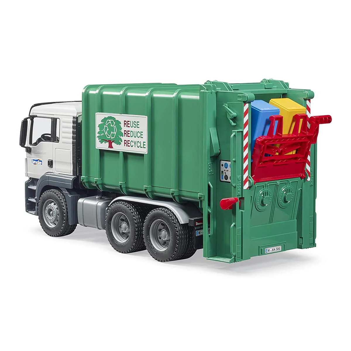 1/16 MAN TGS Rear Loading Garbage Truck, Green by Bruder - Image 5