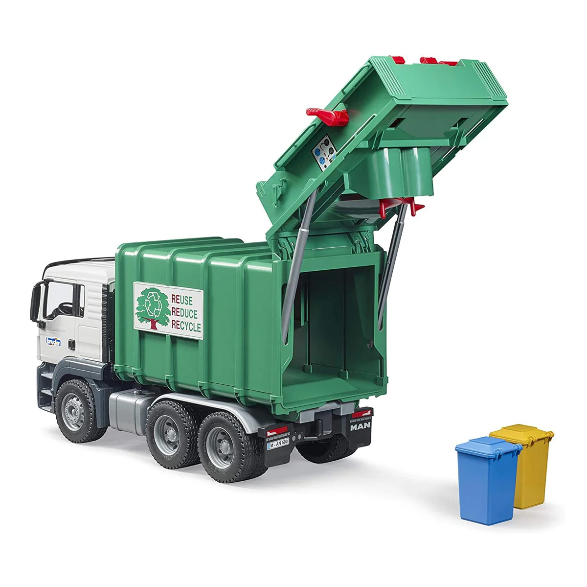 1/16 MAN TGS Rear Loading Garbage Truck, Green by Bruder - Image 6