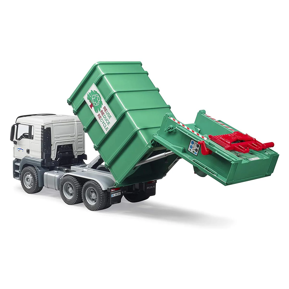 1/16 MAN TGS Rear Loading Garbage Truck, Green by Bruder - Image 7