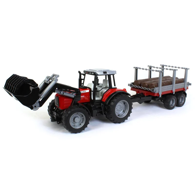 1/16 Massey Ferguson 7480 Tractor with Front Loader and Timber Trailer by Bruder