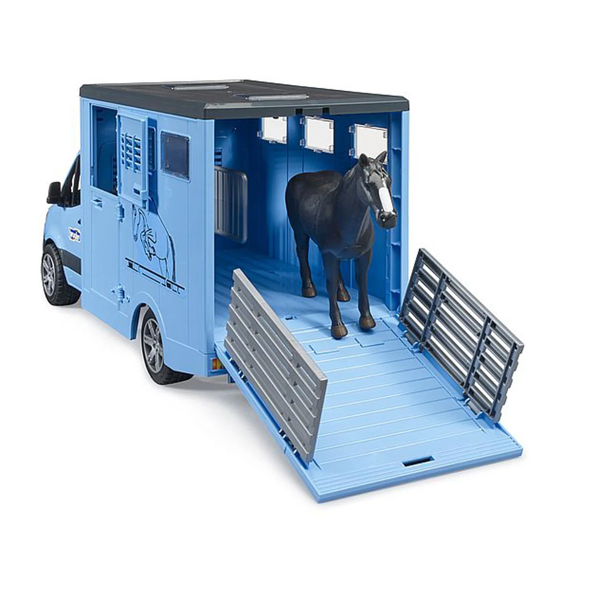 1/16 Mercedes-Benz Sprinter Animal Transporter with 1 Horse by Bruder - Image 4