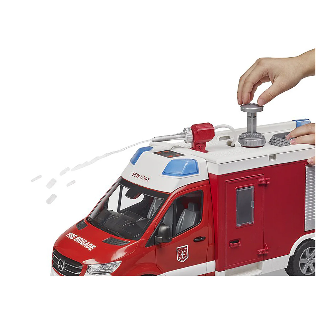 1/16 Mercedes-Benz Sprinter Fire Rescue Truck with Water Pump and Lights & Sounds by Bruder - Image 4