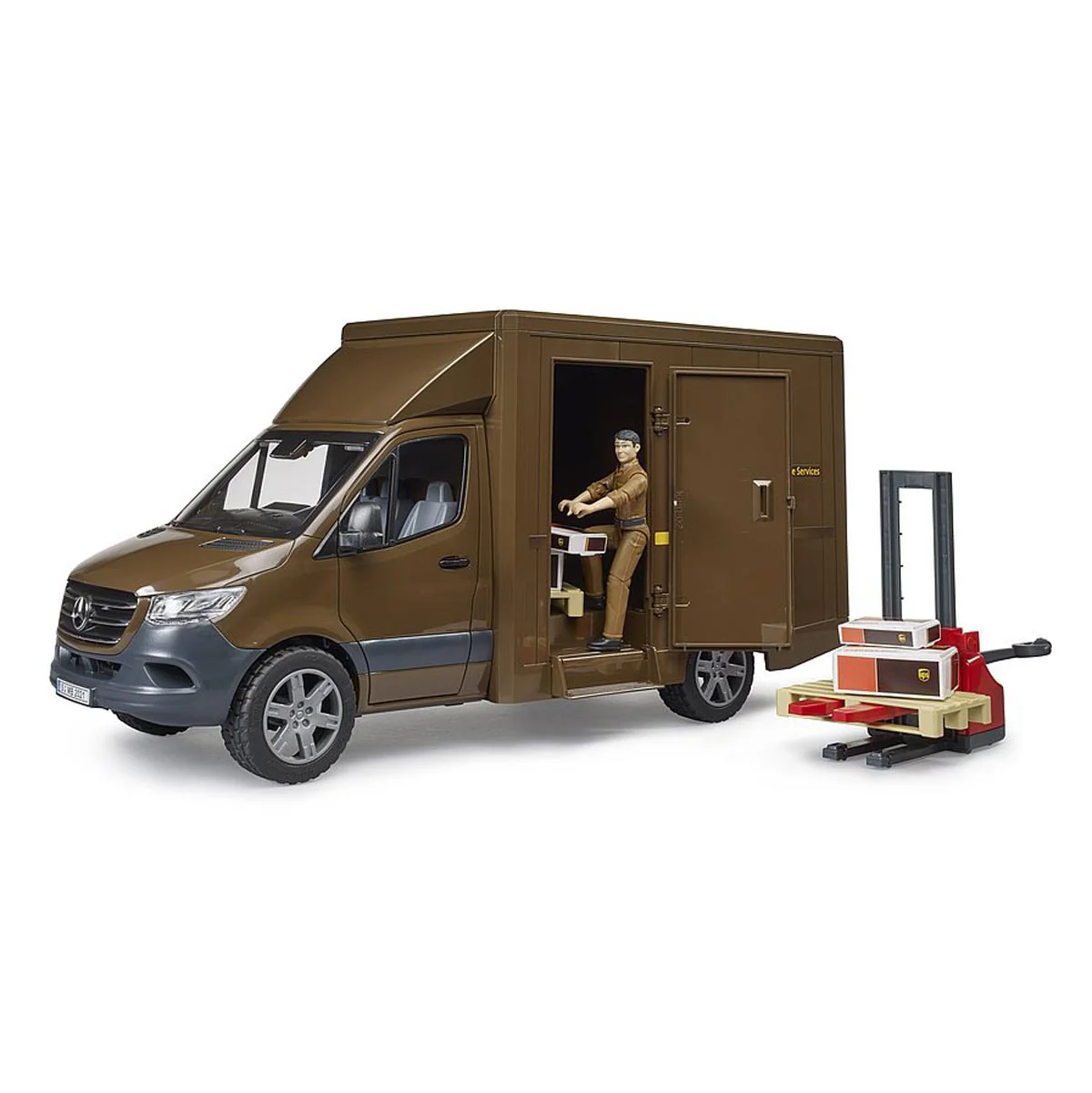 1/16 Mercedes-Benz Sprinter UPS Truck with Pallet Jack & Driver by Bruder - Image 4
