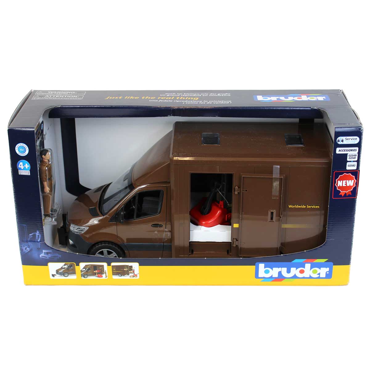 1/16 Mercedes-Benz Sprinter UPS Truck with Pallet Jack & Driver by Bruder - Image 6