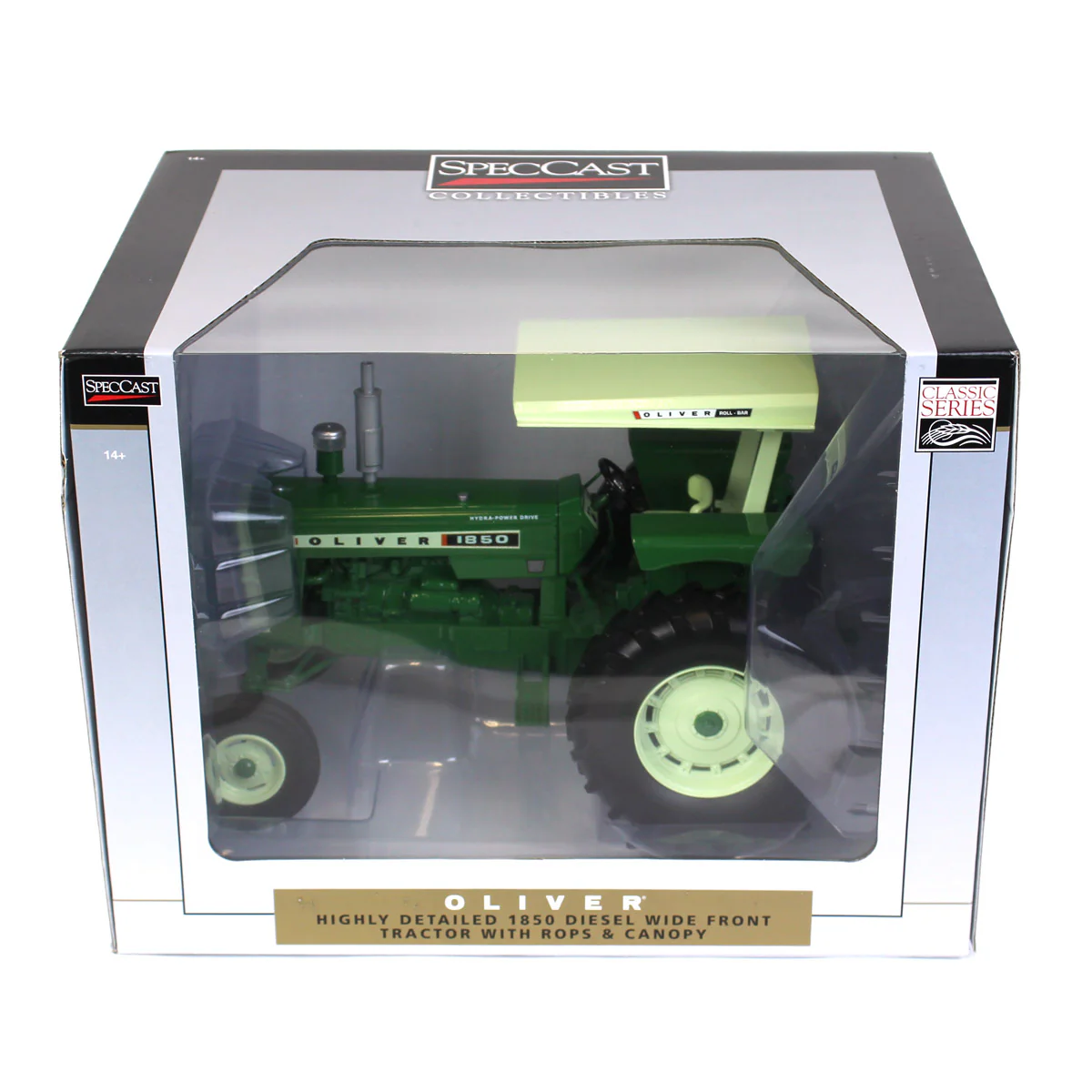 1/16 Oliver 1850 Diesel Tractor with Wide Front & Canopy by SpecCast - Image 5