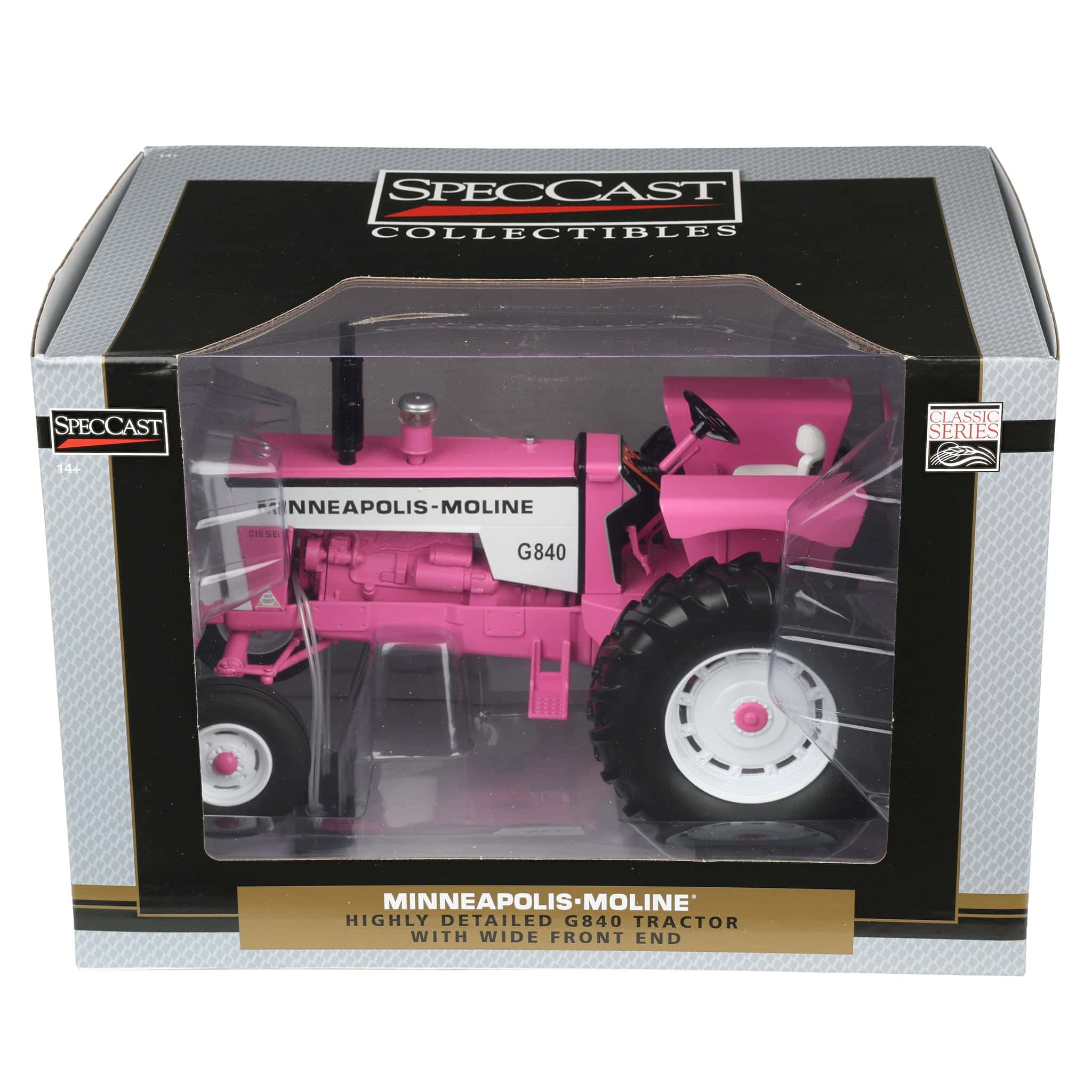1/16 Pink Minneapolis Moline G840 Open Station Tractor with Wide Front by SpecCast - Image 6