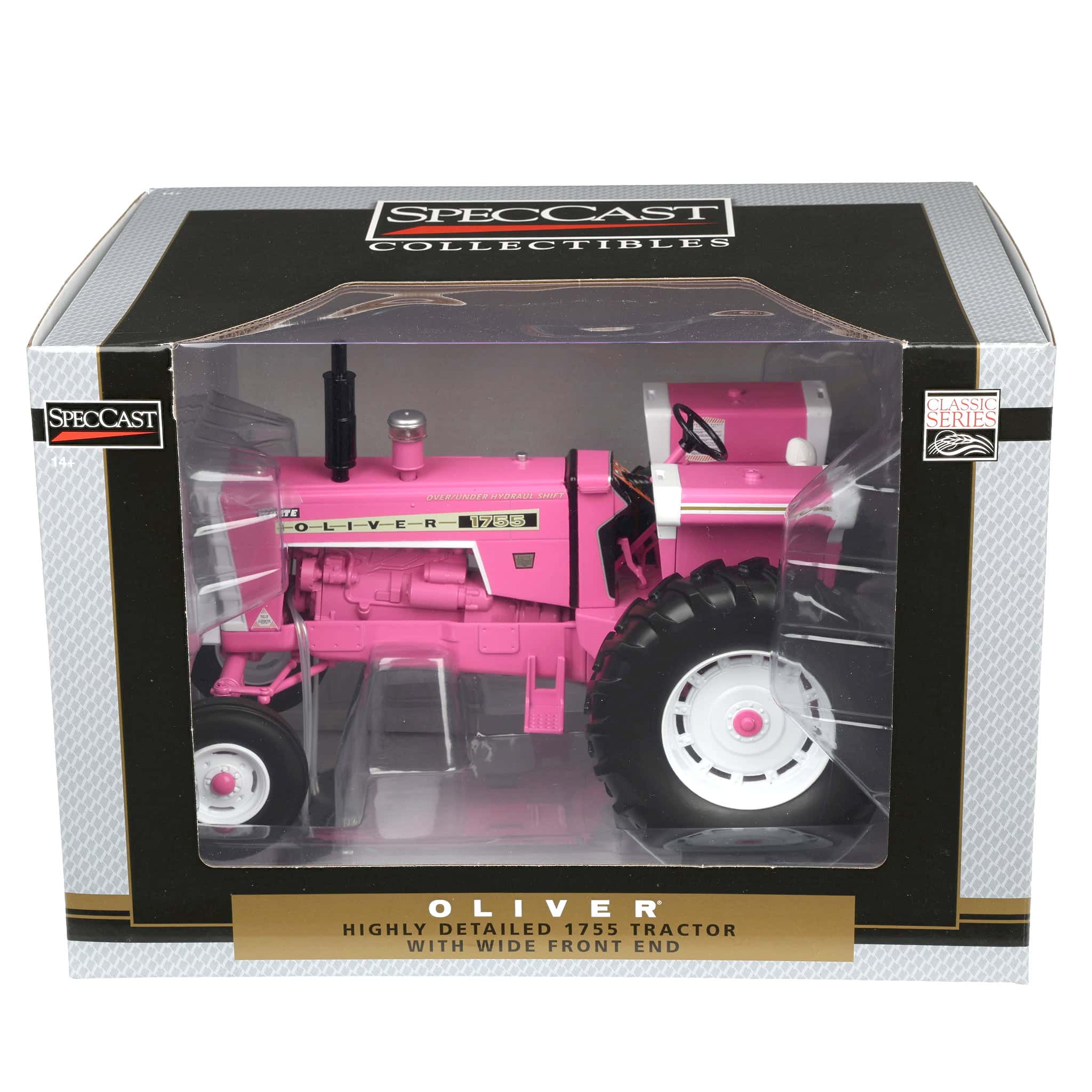 1/16 Pink Oliver 1755 Open Station Tractor with Wide Front by SpecCast - Image 6