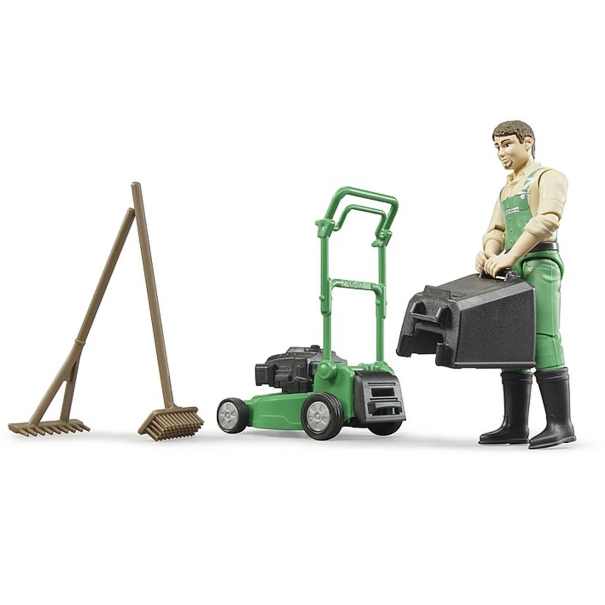 1/16 Push Lawn Mower with Gardener & Accessories by Bruder - Image 2