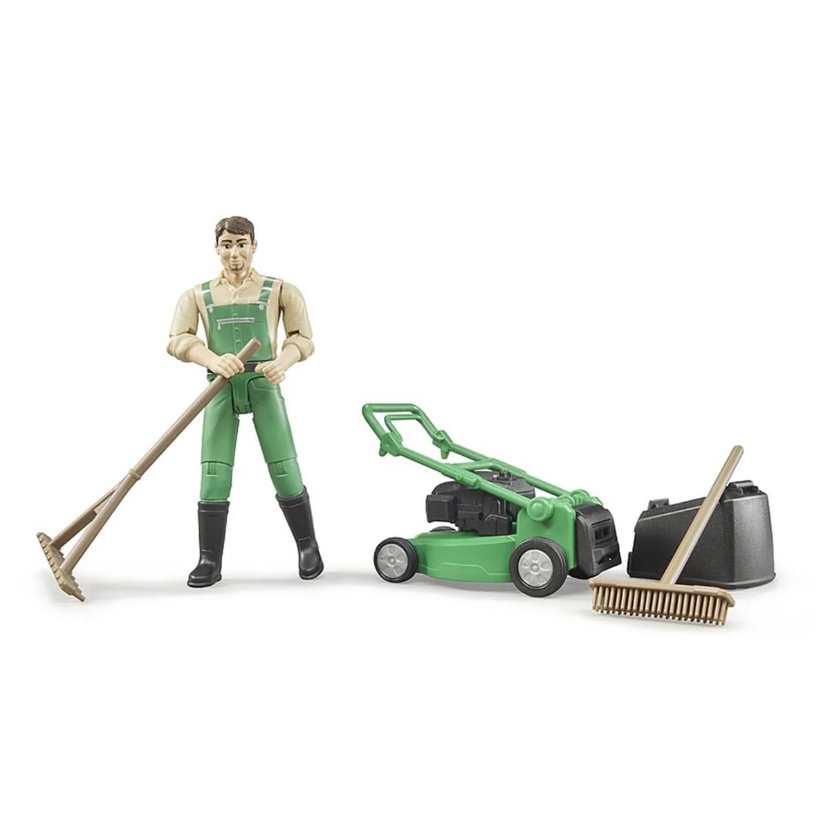 1/16 Push Lawn Mower with Gardener & Accessories by Bruder - Image 3