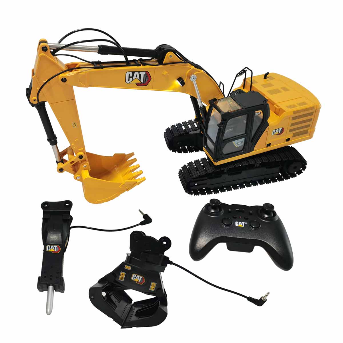 (B&D) 1/16 Radio Control Caterpillar 320 Excavator with Bucket, Grapple and Hammer - Used