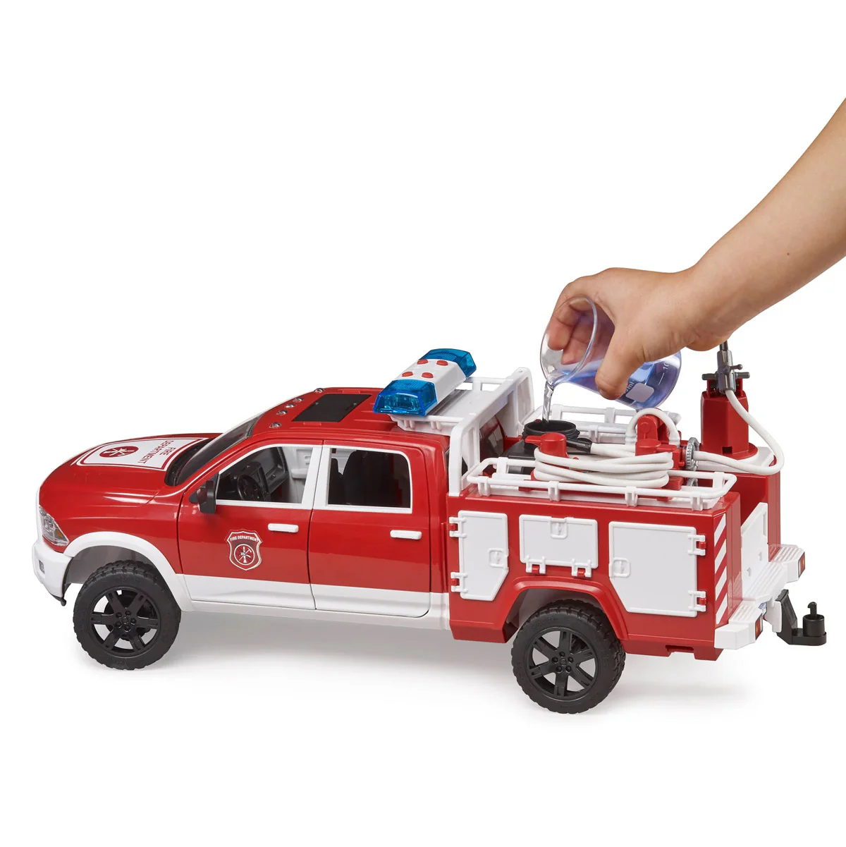 1/16 Ram 2500 Fire Engine Truck with Lights & Sound Module by Bruder - Image 5