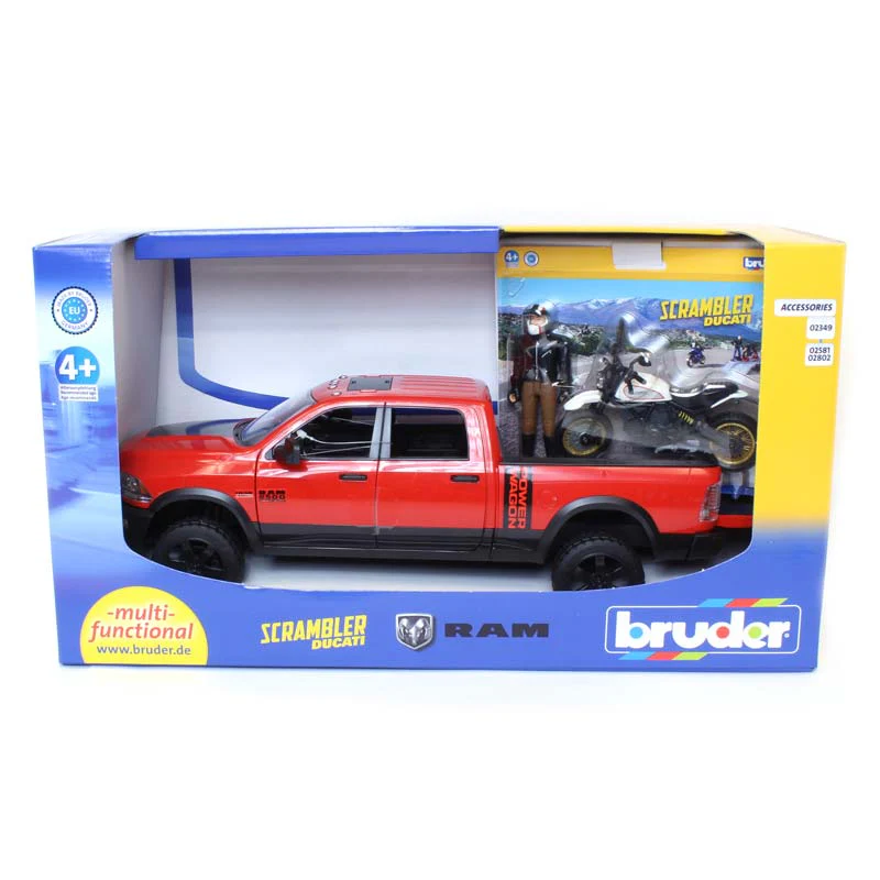 1/16 Ram 2500 Power Wagon with Ducati Scrambler by Bruder - Image 7