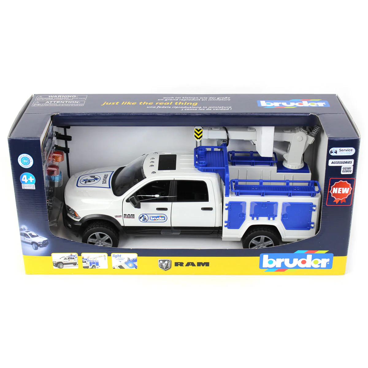 1/16 Ram 2500 Service Truck with Rotating Beacon Light by Bruder - Image 5