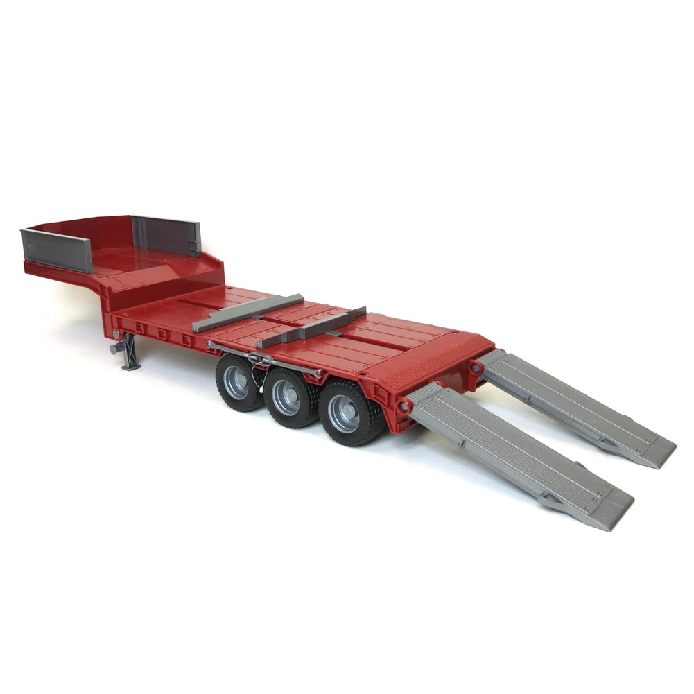 1/16 Red Tri-axle Low Loader Trailer with Ramps by Bruder - Image 2