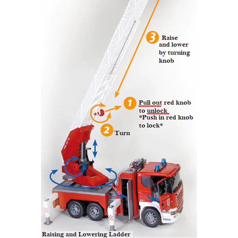 1/16 Scania Super 560R Fire Engine with Extendable Ladder, Water Pump and Lights & Sounds by Bruder - Image 6