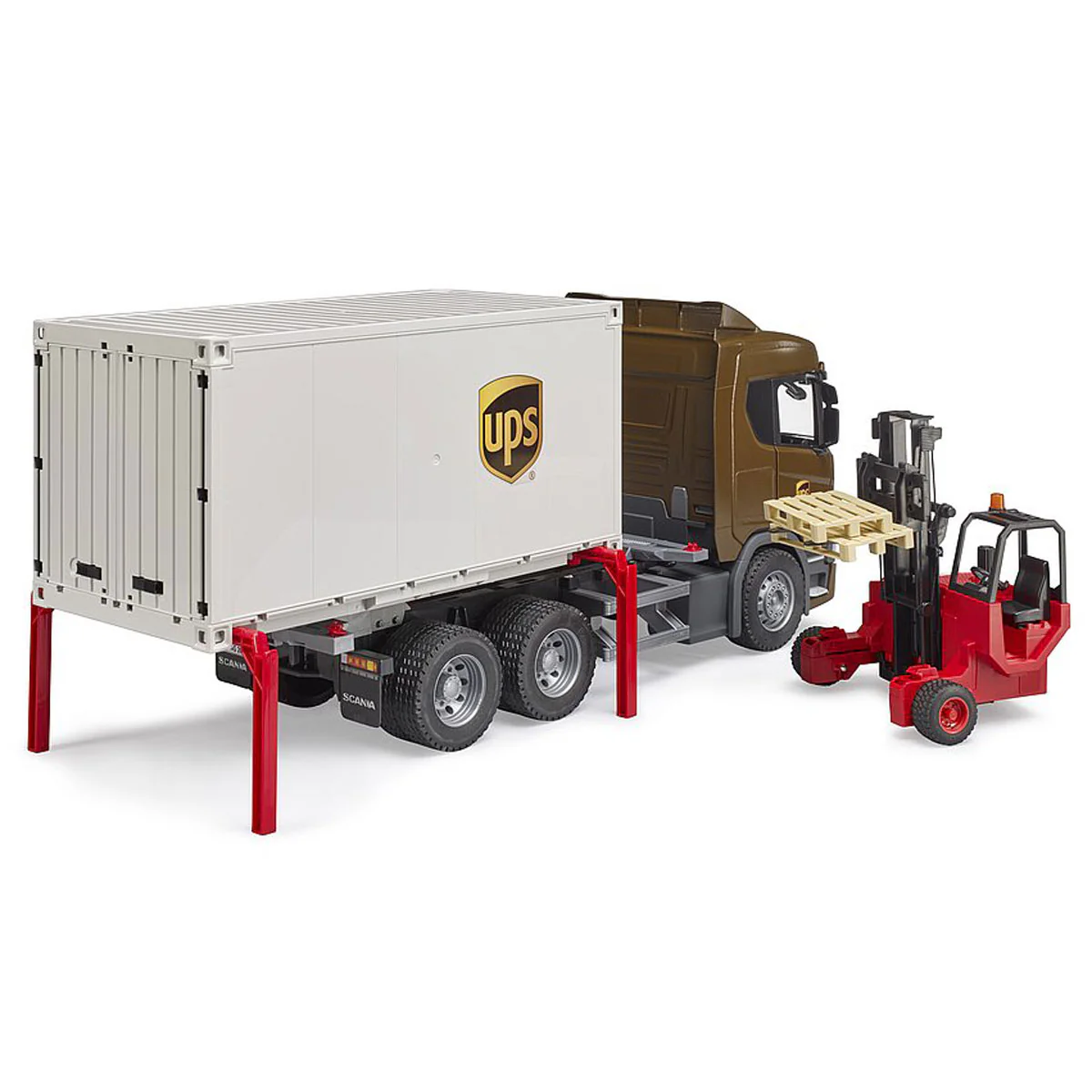 1/16 Scania Super 560R UPS Logistics Truck with Forklift by Bruder - Image 4