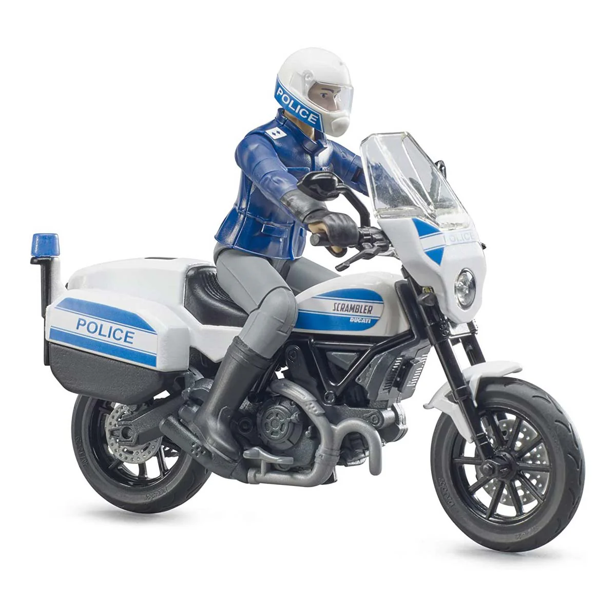 1/16 Scrambler Ducati Police Motorcycle with Police Officer by Bruder - Image 2