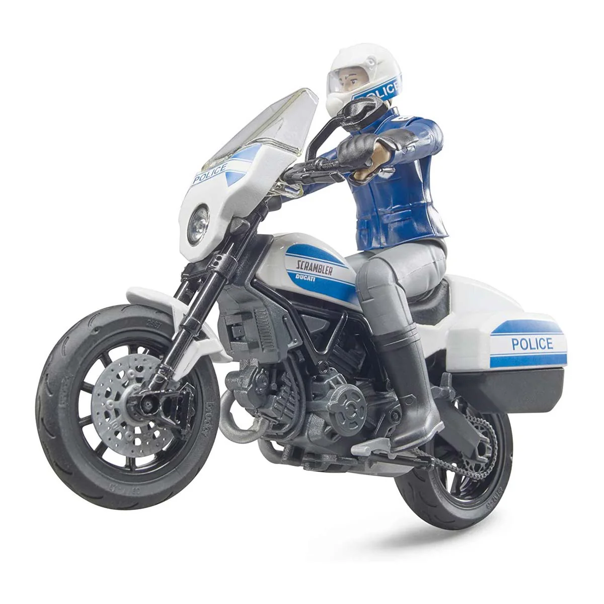 1/16 Scrambler Ducati Police Motorcycle with Police Officer by Bruder - Image 3
