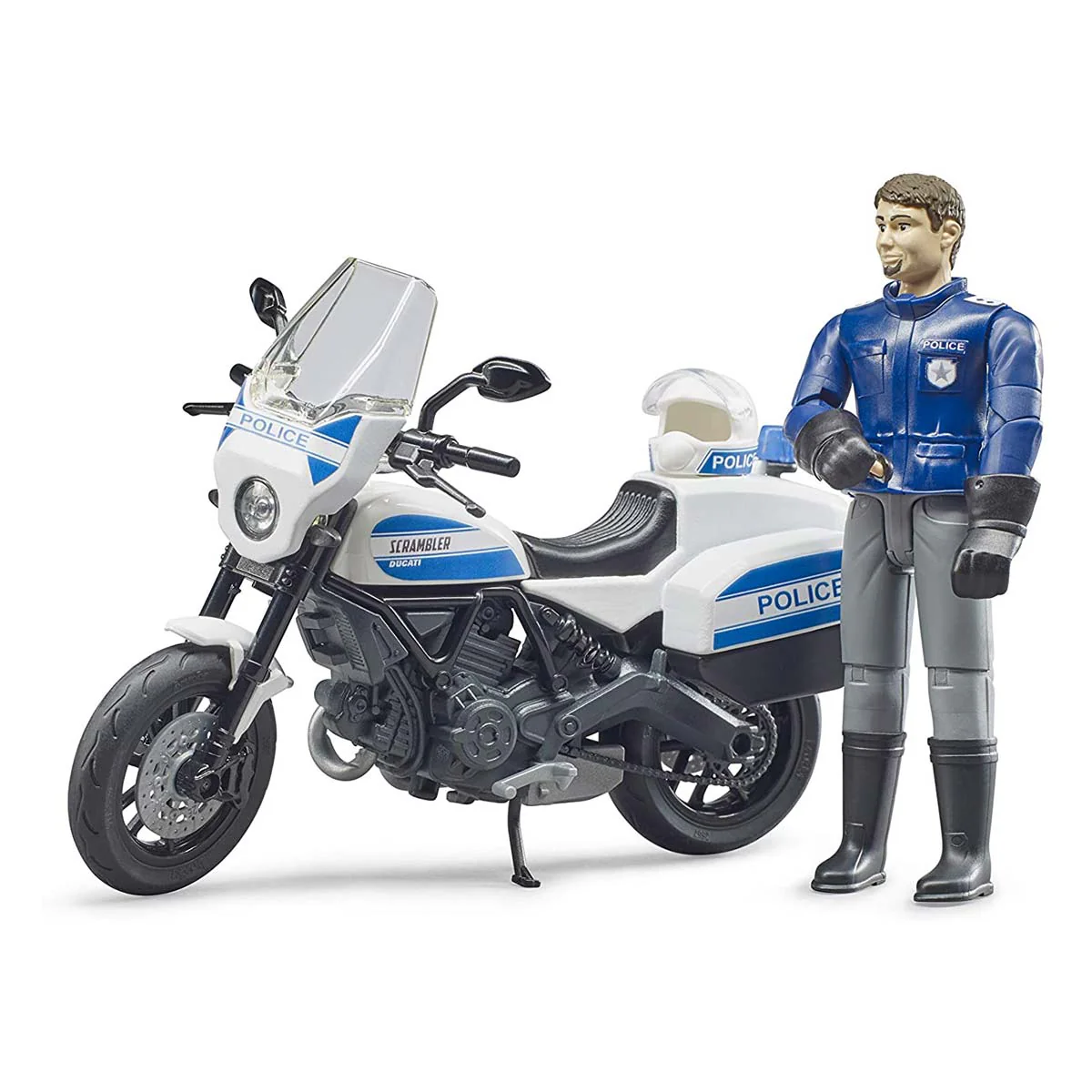 1/16 Scrambler Ducati Police Motorcycle with Police Officer by Bruder - Image 4