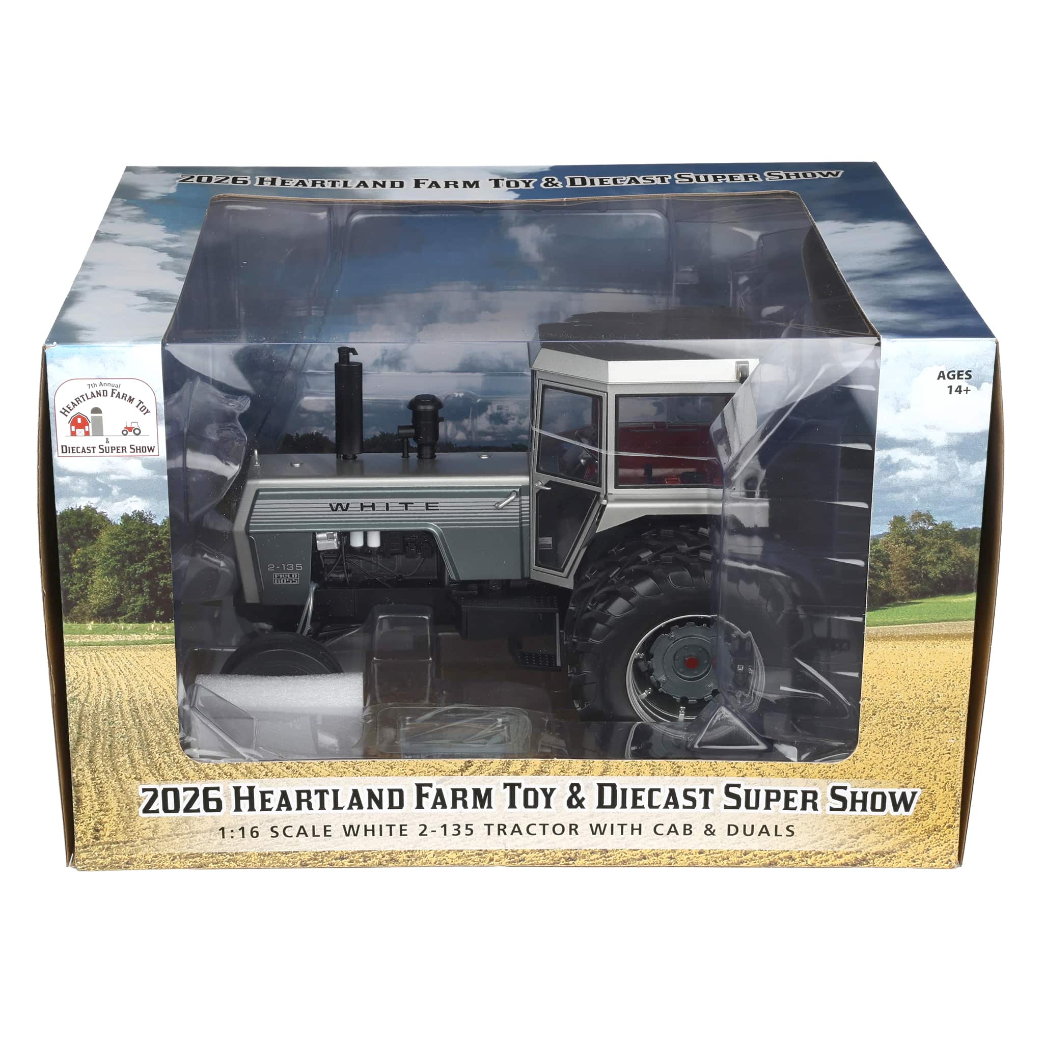 1/16 White 2-135 Silver Stripe Tractor with Duals by SpecCast, 2026 Heartland Toy Show - Image 8