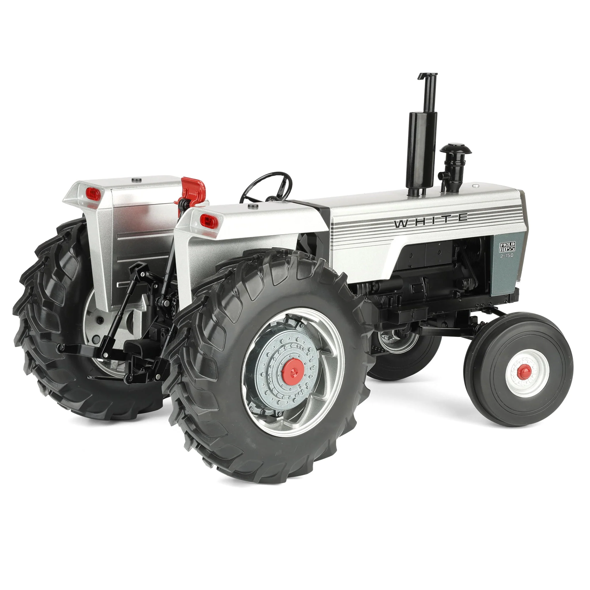 1/16 White 2-150 Silver Stripe Open Station Tractor with Wide Front & Rear Singles by SpecCast - Image 3